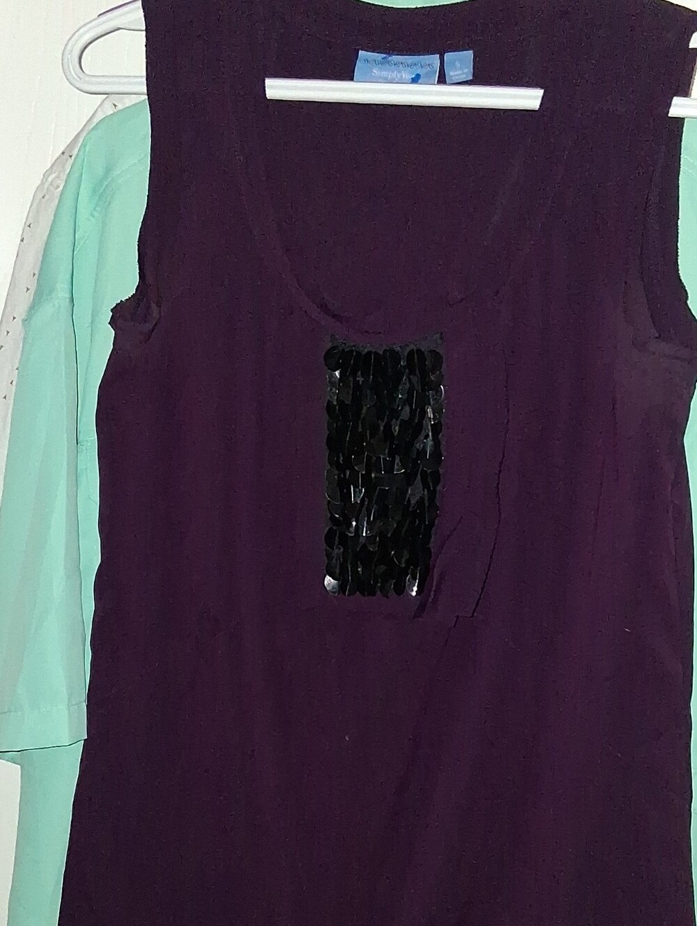 Simply Vera Vera Wang Deep Purple Tank with Black Sequin Placket